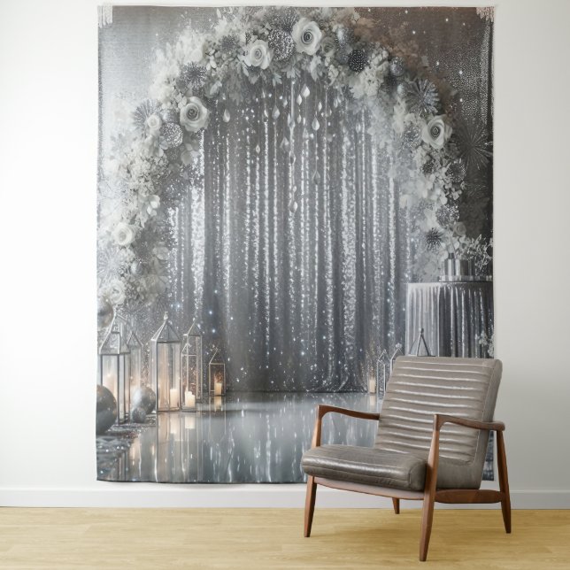 Hübscher Silberblumenbogen Wandteppich (Beispiel)