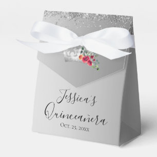 Hübscher Silver Glitzer Quinceanera Gevor Box Geschenkschachtel