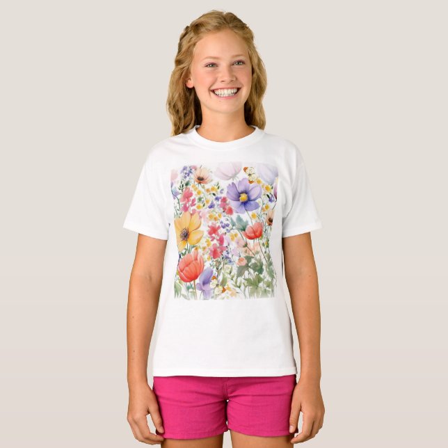 Hübscher Sommer-Blumenentwurf T-Shirt (Vorne ganz)