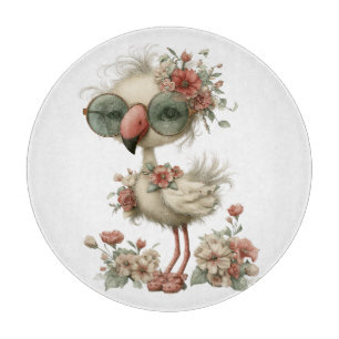 HÜBSCHER SOMMER FLAMINGO MIT BLUMEN SCHNEIDEBRETT