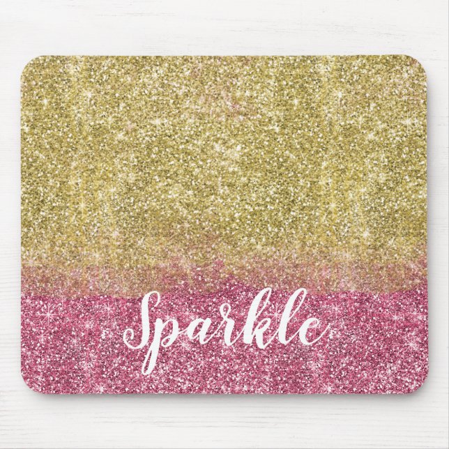 Hübscher Sparkor Gold Pink Imitate Glitzer Mousepad (Vorne)