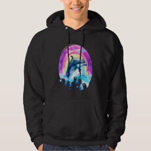Hübscher springender Delfin tropfende Farbe bunte Hoodie