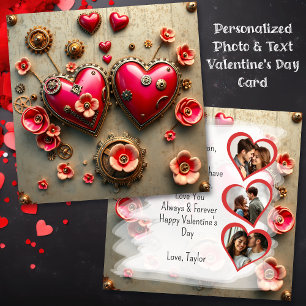 Hübscher Steampunk-Valentinstag Fotovorlage Karte