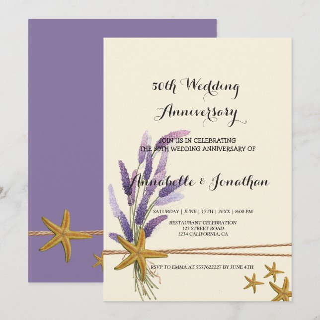 hübscher Sternenfisch Hochzeitstag Einladung (Vorne/Hinten)