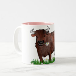 Hübscher Stier Stier und Zweifarbige Tasse