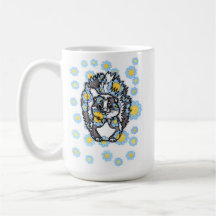 Hübscher Stinktier-Tasse mit blauen Blumen Keramik