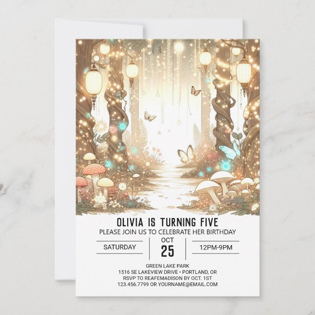 Hübscher Sweet Woodland Digital Geburtstag Einladung (Vorderseite)