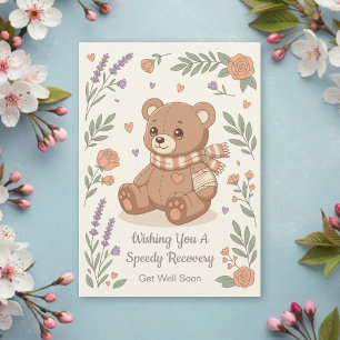 Hübscher Teddybär Gute Besserung Floral
