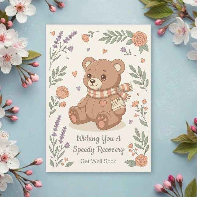 Hübscher Teddybär Gute Besserung Floral (Von Creator hochgeladen)
