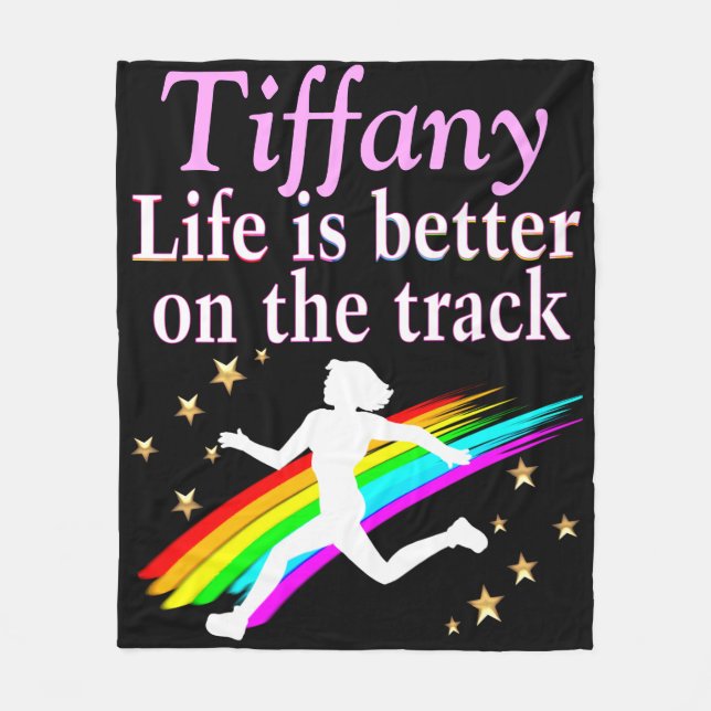HÜBSCHER TRACK STAR PERSONALISIERTER FLEECKEN BLAN FLEECEDECKE (Vorderseite)