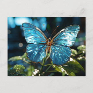 Hübscher transparenter Blauschmetterling Postkarte