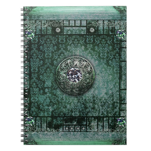 Hübscher Türkis-alter Band-mittelalterliches Notizblock (Vorderseite)