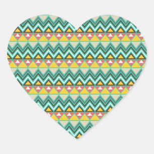 Hübscher Türkis-Gelb-Rosa-gebürtiger Herz-Aufkleber
