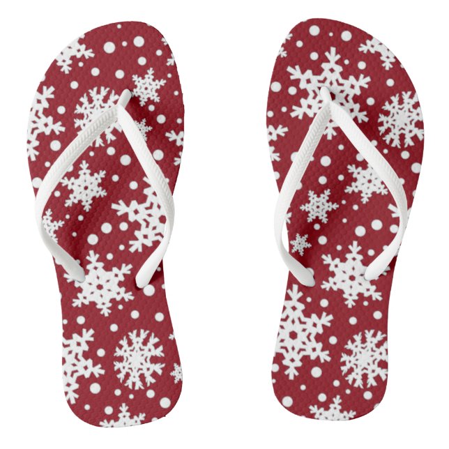Hübscher Urlaub Weihnachten Schneeflocken Flip Flops (Fußbett)