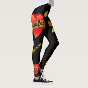 Hübscher Valentinstag Leggings - Ihr Name BLACK