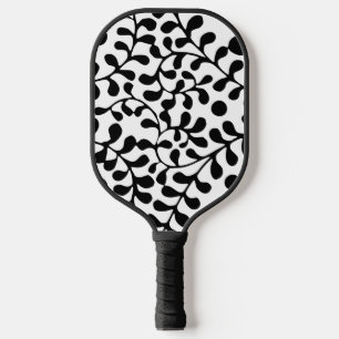Hübscher, verschnörkelter Schwarzweißdruck Pickleball Schläger