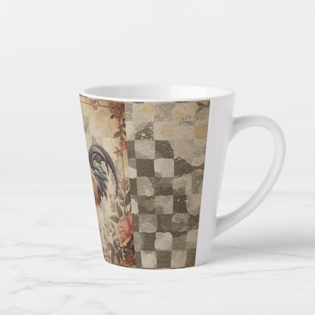 Hübscher Vintage-Hahn, Blumenmuster, Kariert Milchtasse (Rechts)