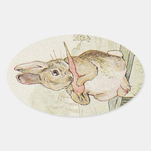 HÜBSCHER VINTAGE-HASE, ANTIKE HASENSTICKER OVALER AUFKLEBER