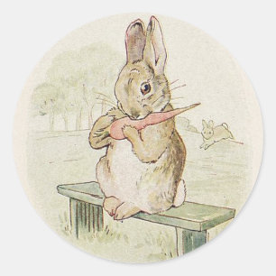 HÜBSCHER VINTAGE-HASE, ANTIKE HASENSTICKER RUNDER AUFKLEBER