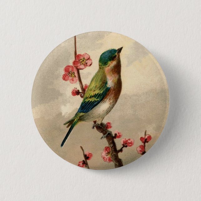 Hübscher Vintage-Vogel Button (Vorderseite)