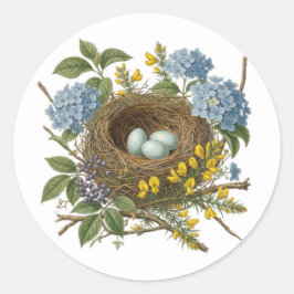 Hübscher Vintage-Vogelnest-Aufkleber Runder Aufkleber