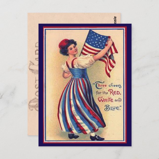 Hübscher Vintager Amerikanische Unabhängigkeitstag Postkarte (Vorne/Hinten)