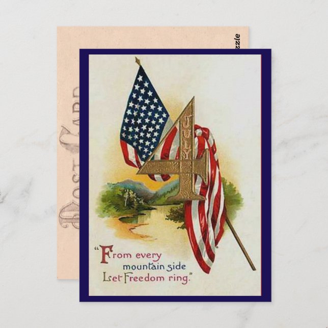 Hübscher Vintager Amerikanische Unabhängigkeitstag Postkarte (Vorne/Hinten)