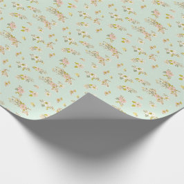 Hübscher Vintager grüner Blumenrosa Geschenkpapier