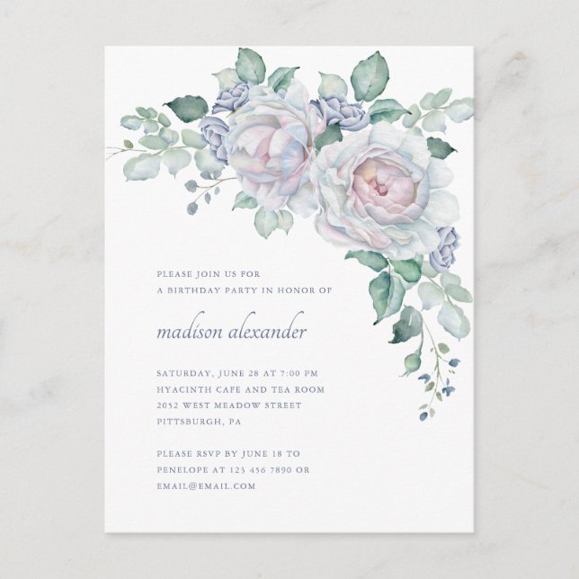 Hübscher Vintager Look Blumengeburt Einladungspostkarte (Vorderseite)
