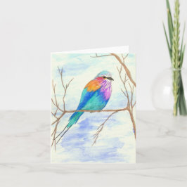Hübscher Vogel, lila Breasted Rolle, Karte