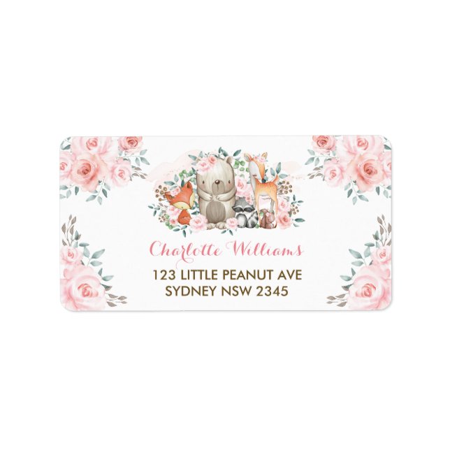 Hübscher Wald Rosa Blumenwald Rücksendeadresse Adressaufkleber (Vorne)