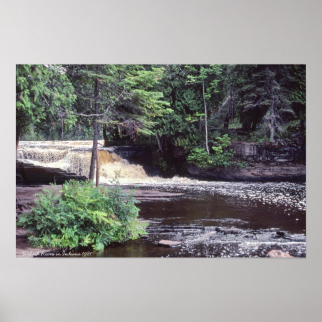 Hübscher Wasserfall Wabash River in Indiana 1981 Poster (Vorne)