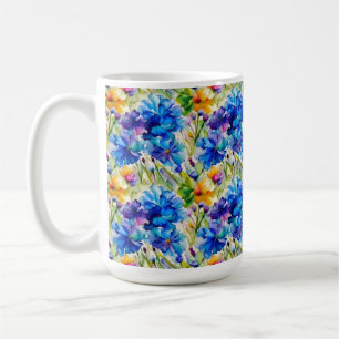 Hübscher Wasserfarbentasse blaues Blumenkunstwerk Kaffeetasse