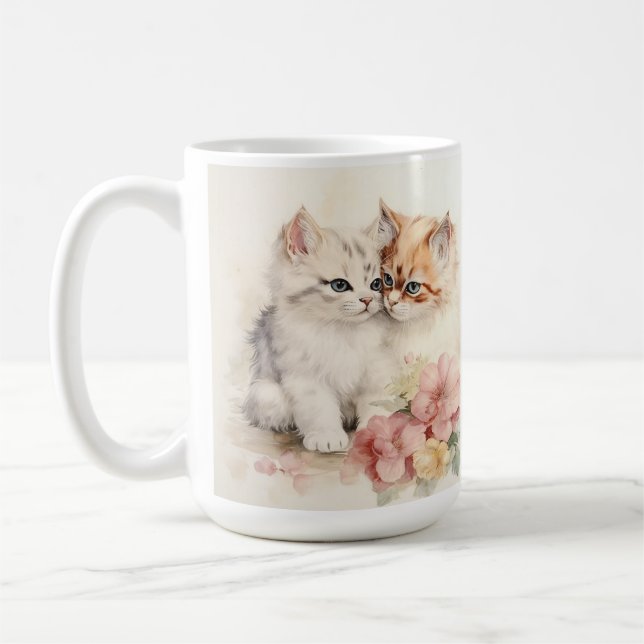 HÜBSCHER WASSERFARBFLÜFFY TABBY KITTEN KAFFEETASSE (Links)