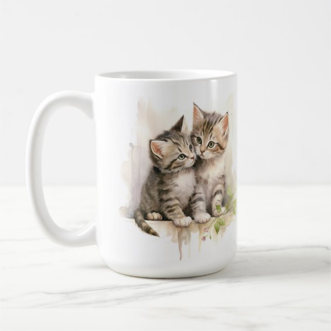 HÜBSCHER WASSERFARBFLÜFFY TABBY KITTEN KAFFEETASSE (Links)