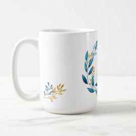 Hübscher WatercolorWreath - Monogramm Kaffeetasse