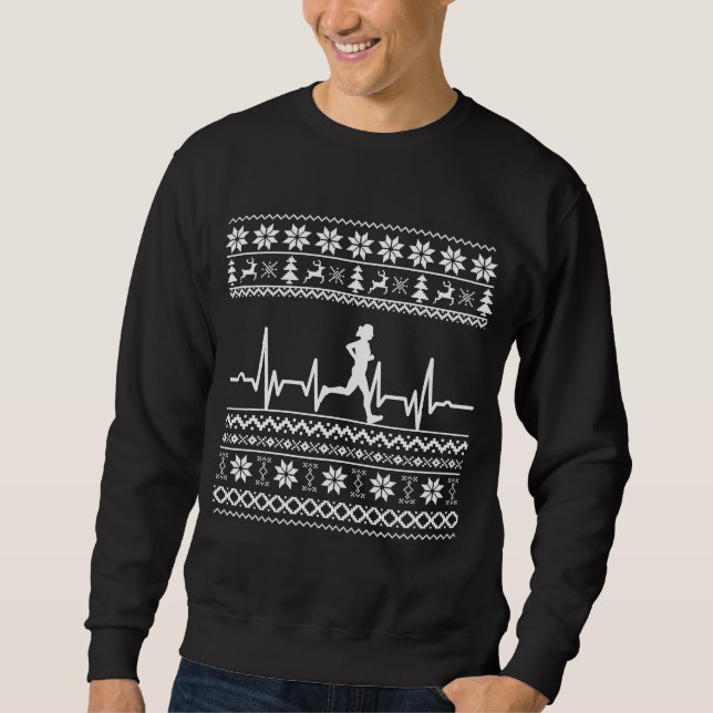 Hübscher Weihnachtspulli rennend heartbeat Sweatshirt (Vorderseite)