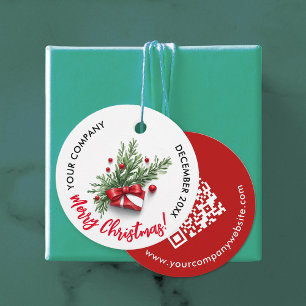 Hübscher Weihnachtsroter Schleifen Firmen-QR-Code Geschenkanhänger