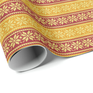 Hübscher Weihnachtsschneeflocken Rotes Gelb Geschenkpapier