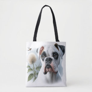 Hübscher weißer Boxerhund in der Natur