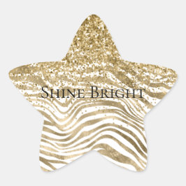 Hübscher Weißer Glitzer Zebra Print Sparkon Stern-Aufkleber