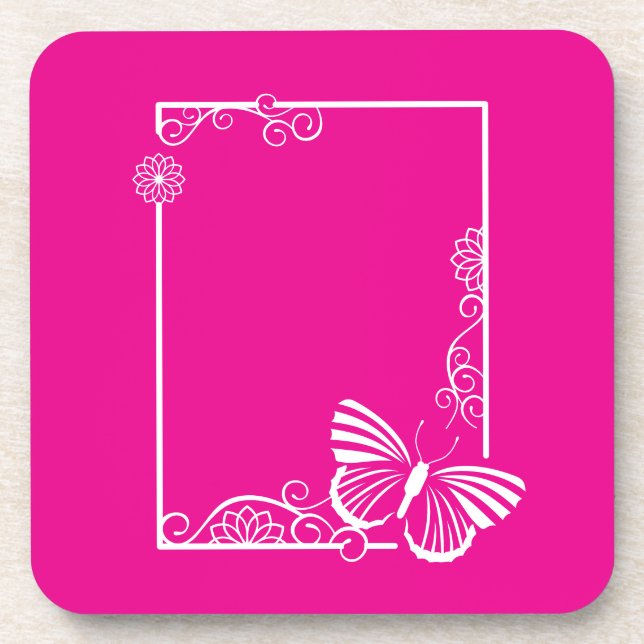 Hübscher weißer Schmetterling-Hartkunststoff-Unter Getränkeuntersetzer (Vorderseite)