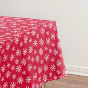 Hübscher weißer Schnee auf dem Roten Hintergrund W Tischdecke