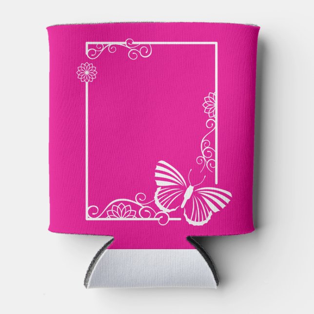 Hübscher Weißschmetterling Cooler - Fuschia Dosenkühler (Vorderseite)