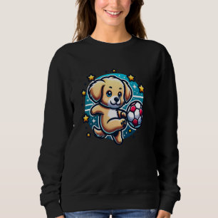 Hübscher Welpe Fußballspieler tritt Fußball K Sweatshirt
