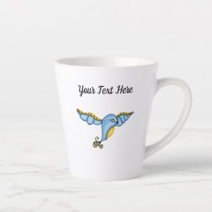 Hübscher Whimsical Flying Bluebird Scroller Schwan Milchtasse