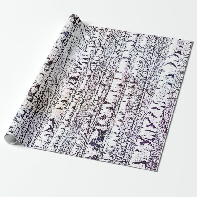Hübscher Winter Birch Forest Geschenkpapier (Ungerollt)
