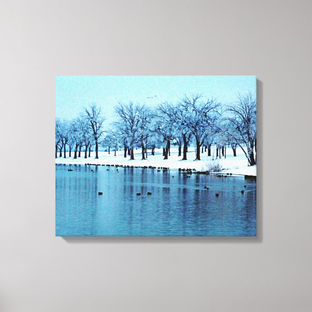 Hübscher Winterteich überzogene Canvas Leinwanddruck (Vorderseite)