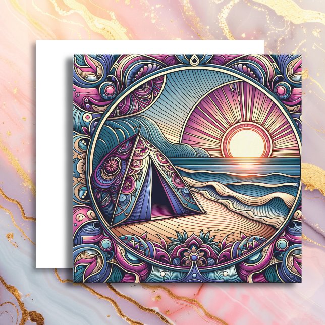 Hübscher Zelt und Sonnenaufgang auf dem Camping Karte (Von Creator hochgeladen)