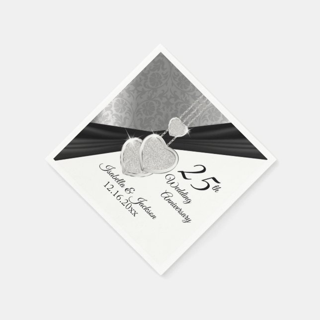 Hübsches 25-jähriges Hochzeitstil-Design Serviette (Ecke)